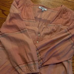 Madewell Long Sleeve Flannel puff sleeve top